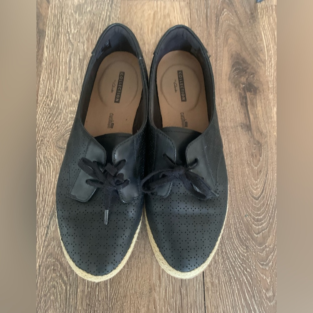 Clarks Black Perforated Lace-Up Shoes